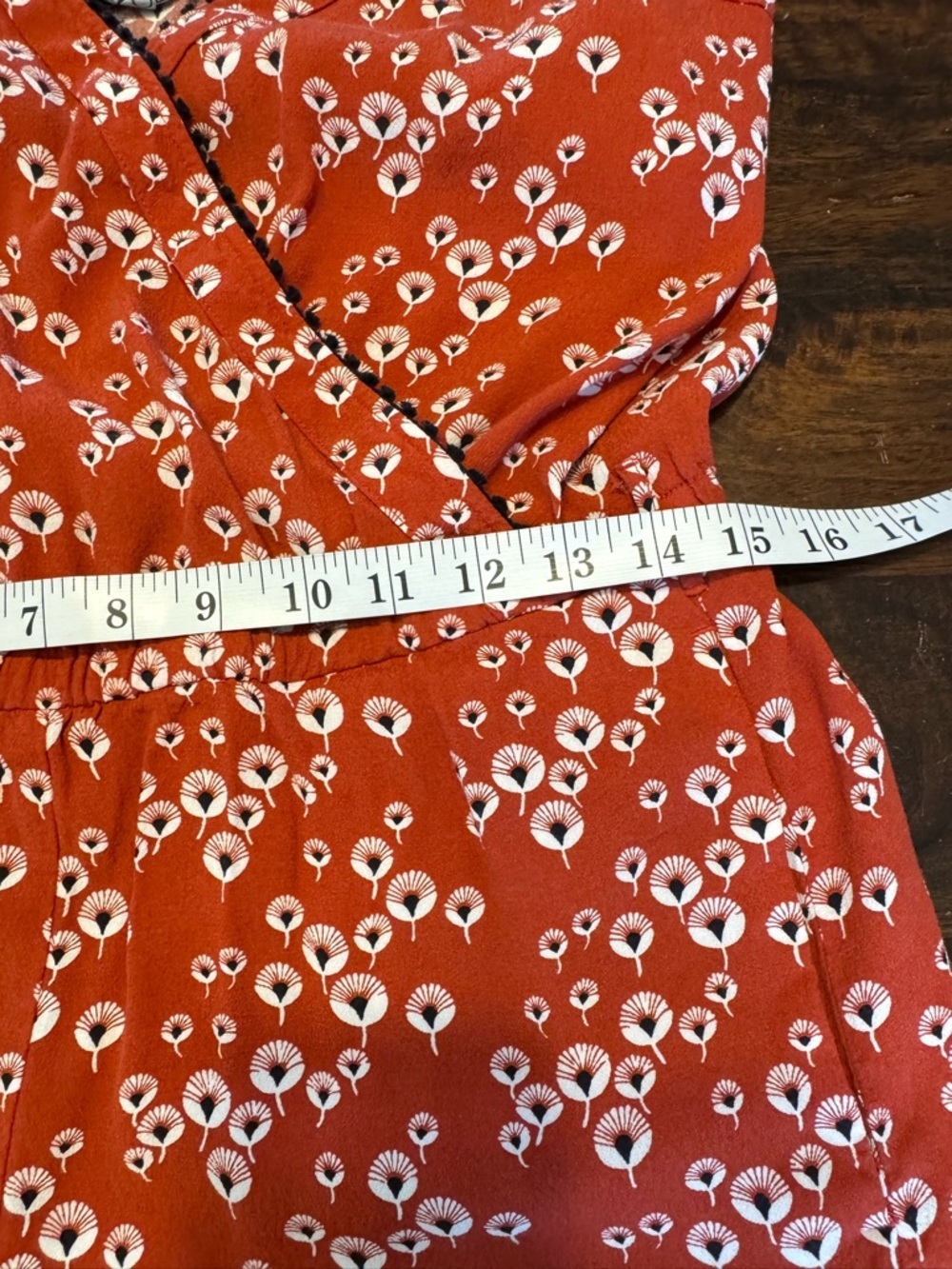 LOFT Burnt Orange Wrap Front Strappy Dandelion Floral Belted Romper Sz S - Picture 9 of 12